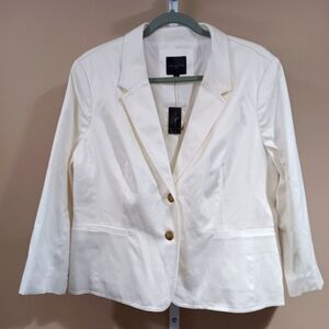 The Limited Women's (Size XL) White Long Sleeve Denim Button Blazer Jacket (NWT)